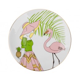 Тарелка Девушка с фламинго